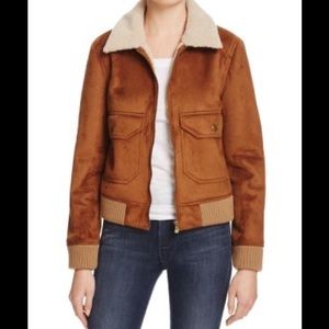 MOTHER Suede/Shearling Aviator/Bomber Jack Brown M